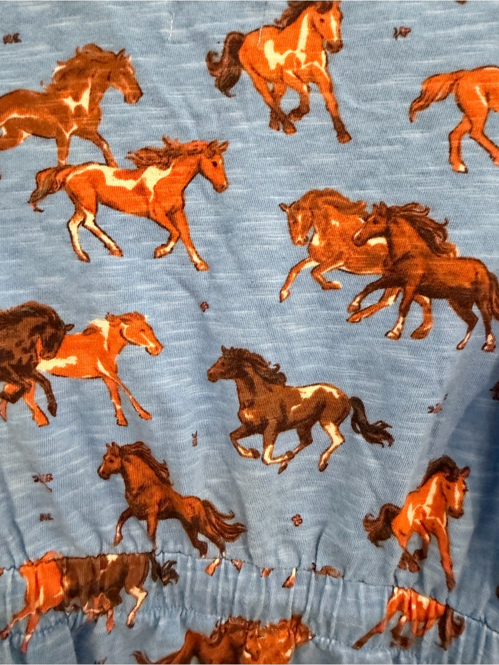 Hatley Light Blue Horse-Print Dress with Pink Drawstring - Picture 4 of 5